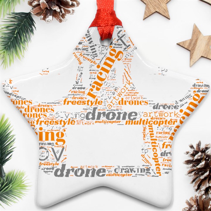 Drone Racing Word Cloud T- Shirt F P V Freestyle Drone Racing Word Cloud T- Shirt (3) Star Ornament (Two Sides)