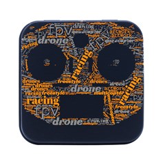 Drone Racing Word Cloud T- Shirt F P V Freestyle Drone Racing Word Cloud T- Shirt (3) Square Metal Box (black) by ZUXUMI