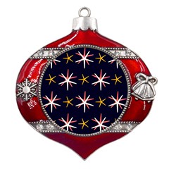 Starfish Metal Snowflake And Bell Red Ornament by Mariart