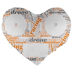 Drone Racing Word Cloud T- Shirt F P V Freestyle Drone Racing Word Cloud T- Shirt (3) Large 19  Premium Heart Shape Cushions by ZUXUMI