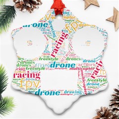 Drone Racing Word Cloud T- Shirt F P V Freestyle Drone Racing Word Cloud T- Shirt (5) Snowflake Ornament (two Sides) by ZUXUMI