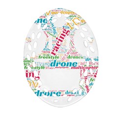 Drone Racing Word Cloud T- Shirt F P V Freestyle Drone Racing Word Cloud T- Shirt (5) Oval Filigree Ornament (two Sides)