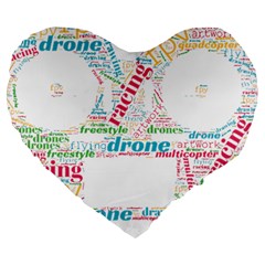 Drone Racing Word Cloud T- Shirt F P V Freestyle Drone Racing Word Cloud T- Shirt (5) Large 19  Premium Heart Shape Cushions by ZUXUMI