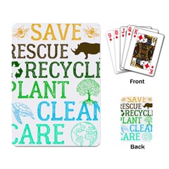 Earth Day Everyday T- Shirt Save Bees Rescue Animals Recycle Plastic Earth Day T- Shirt Playing Cards Single Design (rectangle) by ZUXUMI