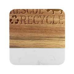 Earth Day Everyday T- Shirt Save Bees Rescue Animals Recycle Plastic Earth Day T- Shirt Marble Wood Coaster (square) by ZUXUMI