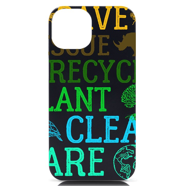 Earth Day Everyday T- Shirt Save Bees Rescue Animals Recycle Plastic Earth Day T- Shirt iPhone 14 Black UV Print Case