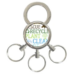 Earth Day T- Shirt Save Bees Rescue Animals Recycle Plastic Earth Day T- Shirt 3-ring Key Chain by ZUXUMI