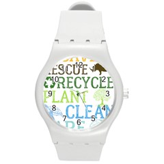 Earth Day T- Shirt Save Bees Rescue Animals Recycle Plastic Earth Day T- Shirt Round Plastic Sport Watch (m) by ZUXUMI