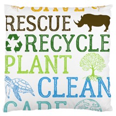 Earth Day T- Shirt Save Bees Rescue Animals Recycle Plastic Earth Day T- Shirt Standard Premium Plush Fleece Cushion Case (one Side) by ZUXUMI