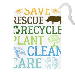 Earth Day T- Shirt Save Bees Rescue Animals Recycle Plastic Earth Day T- Shirt Drawstring Pouch (4xl) by ZUXUMI