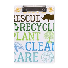 Earth Day T- Shirt Save Bees Rescue Animals Recycle Plastic Earth Day T- Shirt A5 Acrylic Clipboard by ZUXUMI