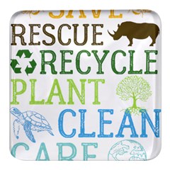 Earth Day T- Shirt Save Bees Rescue Animals Recycle Plastic Earth Day T- Shirt Square Glass Fridge Magnet (4 Pack) by ZUXUMI