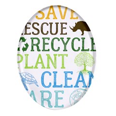 Earth Day T- Shirt Save Bees Rescue Animals Recycle Plastic Earth Day T- Shirt Oval Glass Fridge Magnet (4 Pack) by ZUXUMI