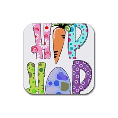 Easter Bunny Happy Easter T- Shirt Hip Hop Happy Easter T- Shirt Rubber Coaster (square) by ZUXUMI