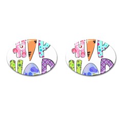 Easter Bunny Happy Easter T- Shirt Hip Hop Happy Easter T- Shirt Cufflinks (oval) by ZUXUMI