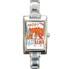 Easter Dinosaur T- Shirt Happy East Rawr T- Rex Dinosaur Easter Bunny T- Shirt Rectangle Italian Charm Watch by ZUXUMI