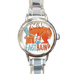 Easter Dinosaur T- Shirt Happy East Rawr T- Rex Dinosaur Easter Bunny T- Shirt Round Italian Charm Watch by ZUXUMI