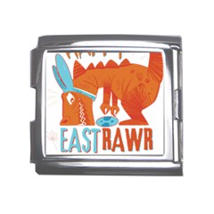 Easter Dinosaur T- Shirt Happy East Rawr T- Rex Dinosaur Easter Bunny T- Shirt Mega Link Italian Charm (18mm) by ZUXUMI