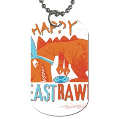 Easter Dinosaur T- Shirt Happy East Rawr T- Rex Dinosaur Easter Bunny T- Shirt Dog Tag (two Sides) by ZUXUMI