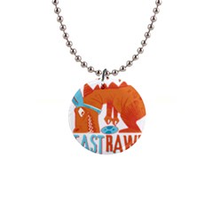 Easter Dinosaur T- Shirt Happy East Rawr T- Rex Dinosaur Easter Bunny T- Shirt 1  Button Necklace by ZUXUMI