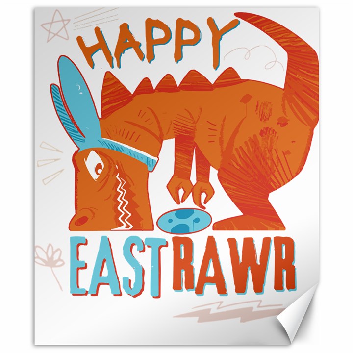 Easter Dinosaur T- Shirt Happy East Rawr T- Rex Dinosaur Easter Bunny T- Shirt Canvas 8  x 10 