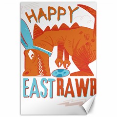 Easter Dinosaur T- Shirt Happy East Rawr T- Rex Dinosaur Easter Bunny T- Shirt Canvas 24  X 36  by ZUXUMI