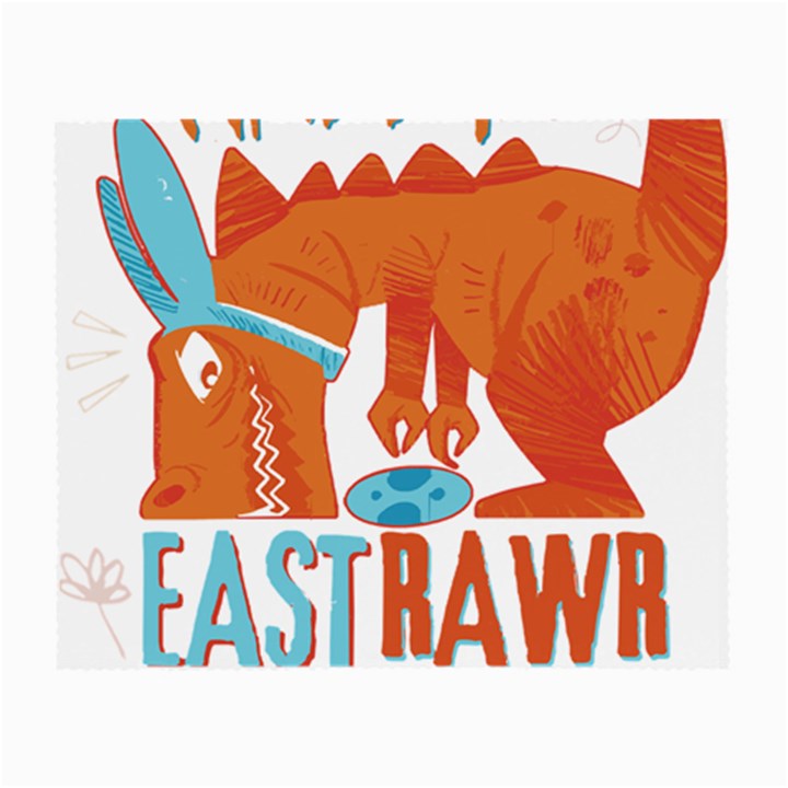 Easter Dinosaur T- Shirt Happy East Rawr T- Rex Dinosaur Easter Bunny T- Shirt Small Glasses Cloth (2 Sides)