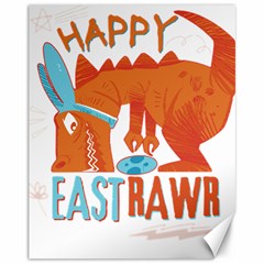 Easter Dinosaur T- Shirt Happy East Rawr T- Rex Dinosaur Easter Bunny T- Shirt Canvas 11  X 14  by ZUXUMI