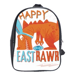 Easter Dinosaur T- Shirt Happy East Rawr T- Rex Dinosaur Easter Bunny T- Shirt School Bag (large) by ZUXUMI