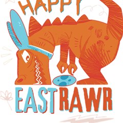 Easter Dinosaur T- Shirt Happy East Rawr T- Rex Dinosaur Easter Bunny T- Shirt Play Mat (square) by ZUXUMI