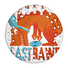 Easter Dinosaur T- Shirt Happy East Rawr T- Rex Dinosaur Easter Bunny T- Shirt Round Filigree Ornament (two Sides)