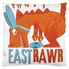 Easter Dinosaur T- Shirt Happy East Rawr T- Rex Dinosaur Easter Bunny T- Shirt Large Cushion Case (two Sides) by ZUXUMI