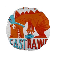 Easter Dinosaur T- Shirt Happy East Rawr T- Rex Dinosaur Easter Bunny T- Shirt Standard 15  Premium Round Cushions by ZUXUMI