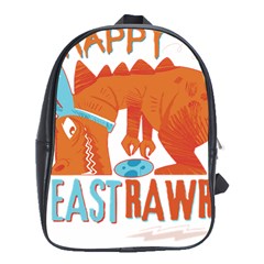 Easter Dinosaur T- Shirt Happy East Rawr T- Rex Dinosaur Easter Bunny T- Shirt School Bag (xl) by ZUXUMI