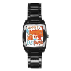 Easter Dinosaur T- Shirt Happy East Rawr T- Rex Dinosaur Easter Bunny T- Shirt Stainless Steel Barrel Watch by ZUXUMI