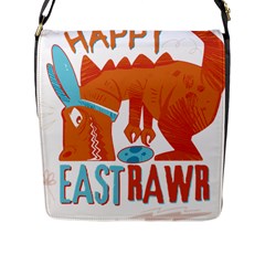 Easter Dinosaur T- Shirt Happy East Rawr T- Rex Dinosaur Easter Bunny T- Shirt Flap Closure Messenger Bag (l) by ZUXUMI