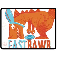 Easter Dinosaur T- Shirt Happy East Rawr T- Rex Dinosaur Easter Bunny T- Shirt Two Sides Fleece Blanket (large) by ZUXUMI