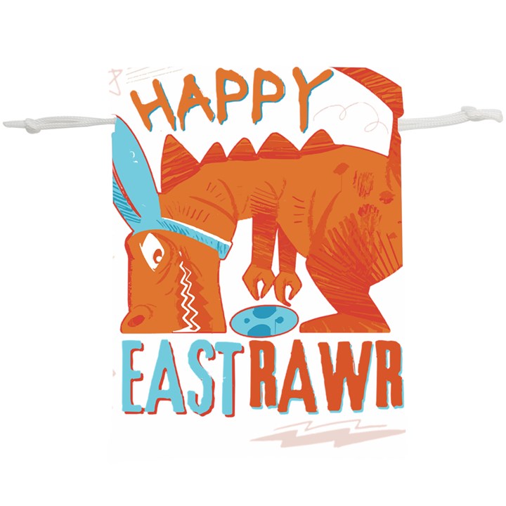 Easter Dinosaur T- Shirt Happy East Rawr T- Rex Dinosaur Easter Bunny T- Shirt Lightweight Drawstring Pouch (XL)