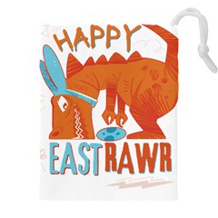 Easter Dinosaur T- Shirt Happy East Rawr T- Rex Dinosaur Easter Bunny T- Shirt Drawstring Pouch (5xl) by ZUXUMI