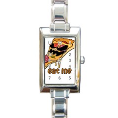 Eat Me T- Shirtscary Pizza Slice Sceaming Eat Me T- Shirt Rectangle Italian Charm Watch by ZUXUMI