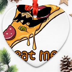 Eat Me T- Shirtscary Pizza Slice Sceaming Eat Me T- Shirt Ornament (heart)