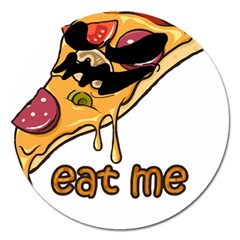 Eat Me T- Shirtscary Pizza Slice Sceaming Eat Me T- Shirt Magnet 5  (round) by ZUXUMI