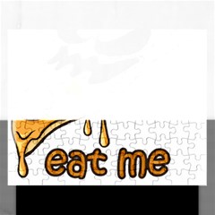 Eat Me T- Shirtscary Pizza Slice Sceaming Eat Me T- Shirt Rectangular Jigsaw Puzzl by ZUXUMI