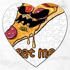 Eat Me T- Shirtscary Pizza Slice Sceaming Eat Me T- Shirt Jigsaw Puzzle (heart) by ZUXUMI