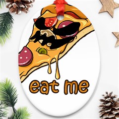 Eat Me T- Shirtscary Pizza Slice Sceaming Eat Me T- Shirt Oval Ornament (two Sides)