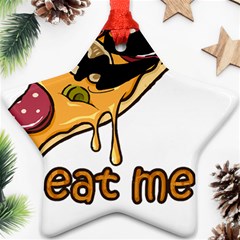 Eat Me T- Shirtscary Pizza Slice Sceaming Eat Me T- Shirt Star Ornament (two Sides) by ZUXUMI