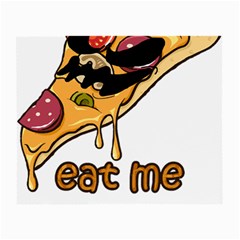 Eat Me T- Shirtscary Pizza Slice Sceaming Eat Me T- Shirt Small Glasses Cloth (2 Sides) by ZUXUMI