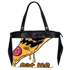 Eat Me T- Shirtscary Pizza Slice Sceaming Eat Me T- Shirt Oversize Office Handbag (2 Sides) by ZUXUMI