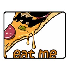 Eat Me T- Shirtscary Pizza Slice Sceaming Eat Me T- Shirt Fleece Blanket (small)