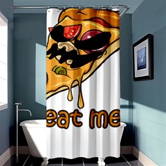 Eat Me T- Shirtscary Pizza Slice Sceaming Eat Me T- Shirt Shower Curtain 36  X 72  (stall)  by ZUXUMI